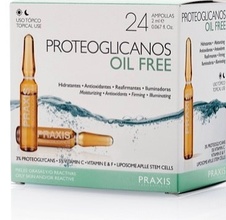 Praxis proteoglicanos oil free zelené ampulky bez oleja pre hydratáciu pleti